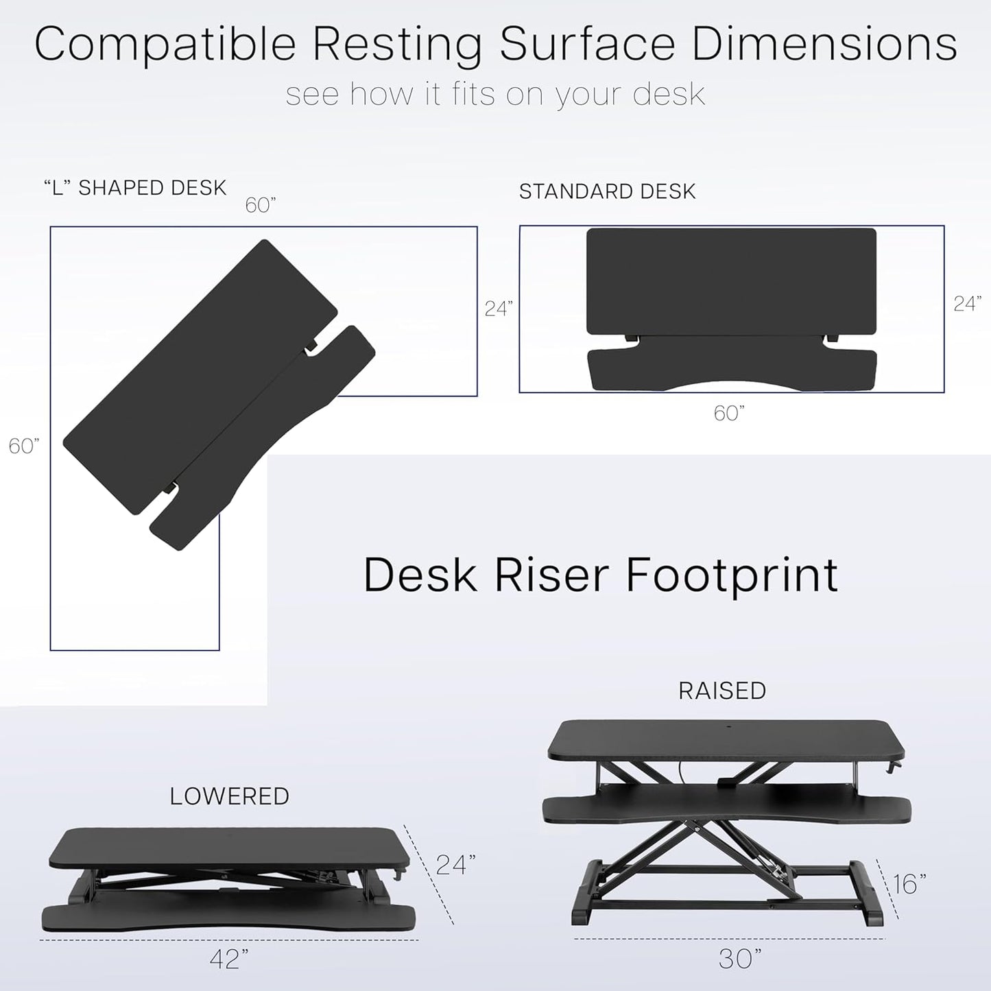 VIVO 42 inch Desk Converter, K Series, Height Adjustable Sit to Stand Riser, Dual Monitor and Laptop Workstation with Wide Keyboard Tray, Rustic Vintage Brown Top, Black Frame, DESK-V042KN