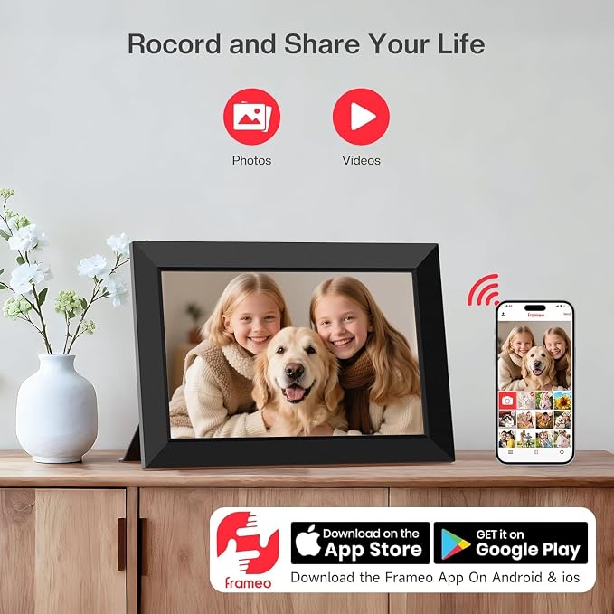 XElectron 32GB FRAMEO 10.1 Inch Smart WiFi Digital Picture Frame 1280x800 IPS Touch Screen, Auto-Rotate Portrait and Landscape, Built in Memory, Share Moments Instantly via Frameo App from Anywhere