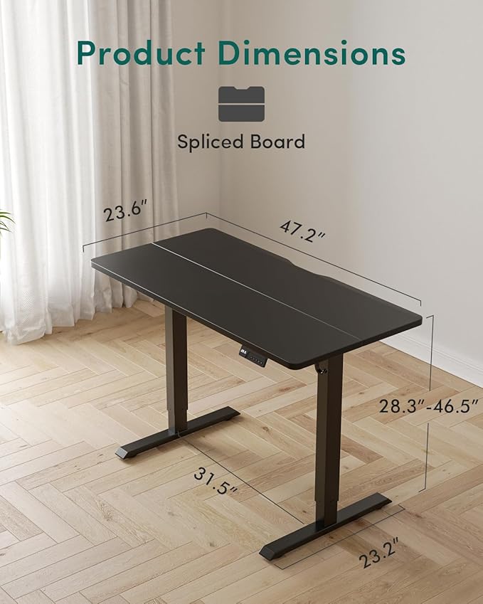 CubiCubi Electric Standing Desk, 48 x 24 Inches Height Adjustable Sit Stand Desk, Ergonomic Home Office Computer Workstation, Black