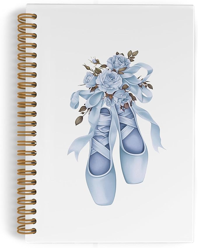 Blue Bow Ballet Dancing Spiral Notebook, Coquette Dancer Teacher Gift Journal Notebook, Ballet Gifts Notebooks for School Work, Ballerina Dance Office Supplies Gifts for Girls Women, 5.5x8.3 In