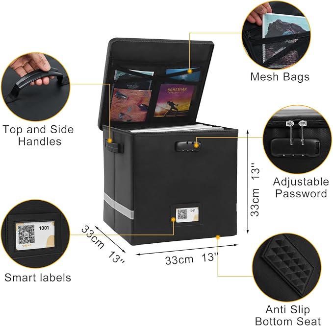 Next of Kin Box Organizer with Labels,Estate Planning Organizer Kit | Fireproof Home & Office Organization with Family Document Guide,Foldable Document Organizer for Family,Combination Lock