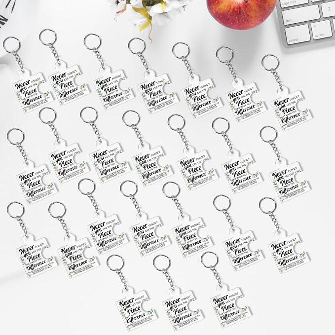 Team Appreciation Gifts Bulk Thank You Keychains for Coworkers | Gift Set for Employee, Staff, Teachers, Teamwork Puzzle Piece Keyring, Acrylic