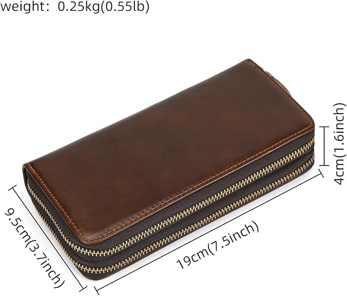 Genuine Leather Long Wallet for Men, Large Capacity Purse Clutch Bag Handbag Checkbook Cash Credit Cards Phone Holder | Large Capacity