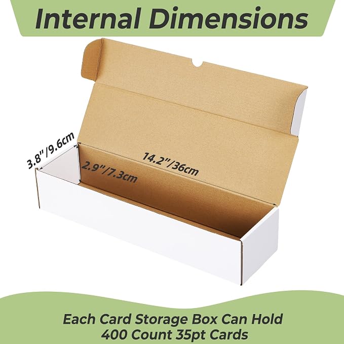 PHAREGE 10 Pack Trading Card Storage Boxes White for 4000 Count 35pt Cards | Baseball Card Storage, Sport Card Shipping, Flat Bottom, Shape Well, Easy Fold, Easy Open, DIY Cardboard, Self-locking