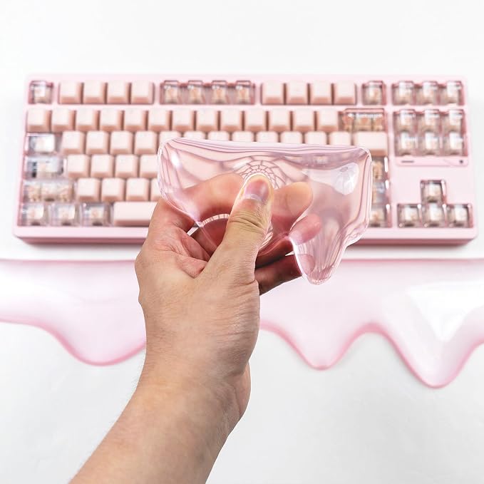 Ergonomic Gel Wrist Rest for Keyboard and Mouse, Pink Wrist Rest Set, Cute Wrist Rest for Computer Keyboard 60%/68%/75%,Comfort & Support for Typing and Gaming