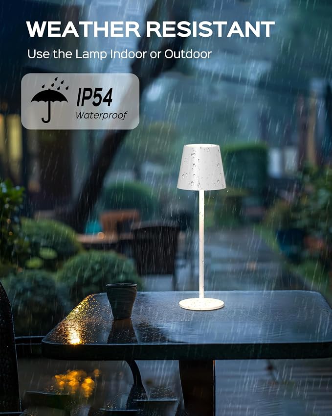 JACKYLED Cordless Table Lamps Rechargeable, 3 Adjustable Height, 5000 Capactiy Operated, 3 Colors Smooth Dimming, Portable LED Waterproof Table Lamp for Dining, Bedroom, Outdoor (2 Pack)