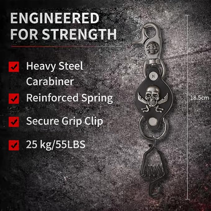 Heavy Duty Glove & Hat Clip with Carabiner, All-Metal Spring Clamp Work Glove Holder for Tool Belt, Harness, Backpack