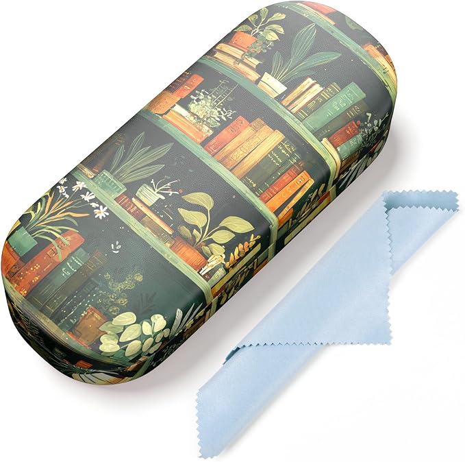 Hard Shell Leather Sunglasses Case,Classic Fashionable Cute Large Glasses Case for Women Men,Sunglass Eyeglasses