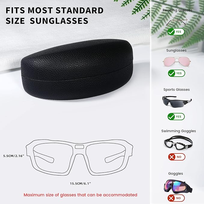 molshine Hard Shell Sunglasses Case,Classic Large Glasses Case for Sunglass,Eyeglasses with Cleaning Cloth,Pouch