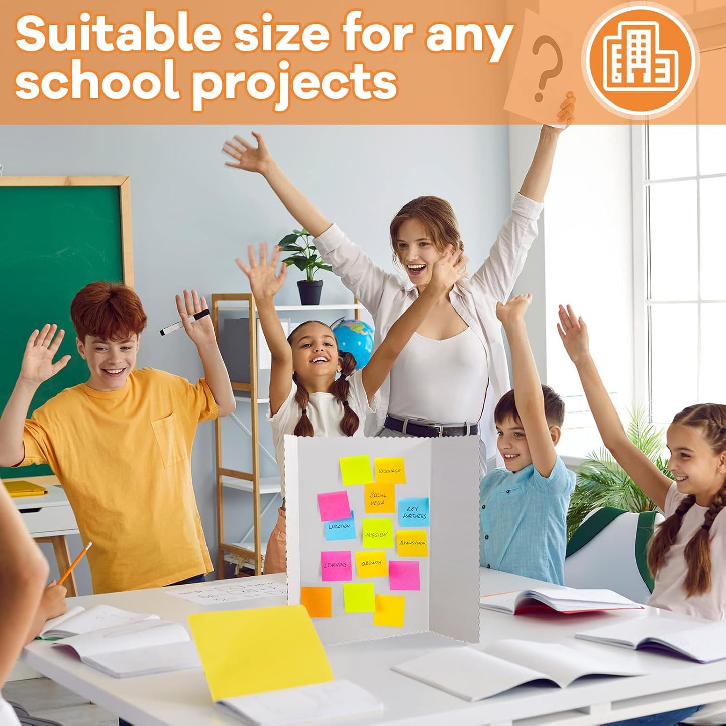Henoyso 8 Pieces Tri Fold Poster Board Lightweight Fold Presentation Board for Science Fair Display(14 x 22 Inch,White)