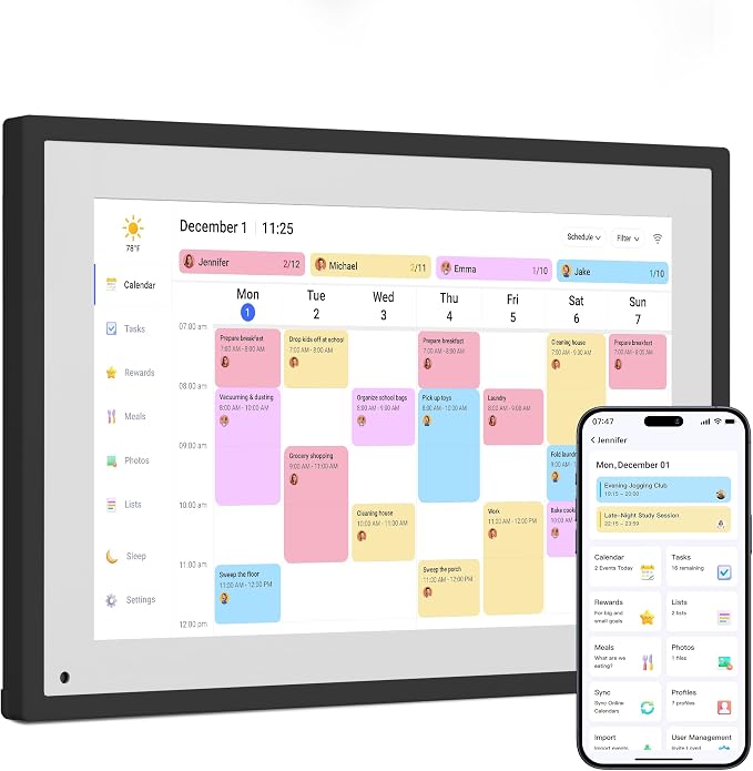 Dragon Touch 10.1 inch Digital Calendar & Chore Chart - Interactive Touchscreen Smart Family Planner,Digital Picture Frame for Mom, Women, Christmas & Weddings