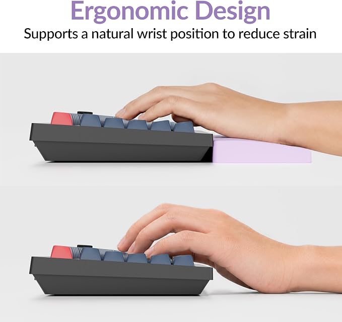 Keychron Silicone Wrist & Palm Rest, 17.6" Full Size for K10 Pro / K10 Max / Q6 / Q6 Pro / Q6 Max / Q6 HE / V6 / V6 Max / C4 HE, Washable, Non-Slip Base, Typing Support, Light Purple