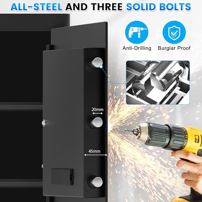 [Upgraded Version] 25.6"H Steel Fireproof Safe, 6.0 Cuft Safe Box with Combination Lock, Smart Alert and Mute Mode, Anti-theft Home Safes for Documents Jewerly Ammo Money