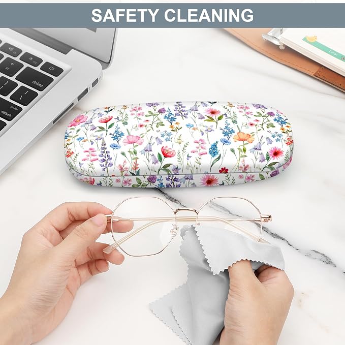 FINTIE Hard Shell Eyeglasses Case, Portable Protective Glasses Cover Eyeglass Holder Box with Cleaning Cloth for Men Women