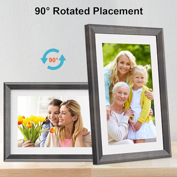 Frameo Digital Picture Frame WiFi 10.1 inch IPS Touch Screen HD Display,16GB Storage, Auto-Rotate,Easy Setup to Share Photos or Videos via Frameo APP