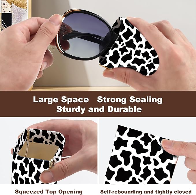 Anikathy 2Pcs Sunglass Eyeglass Glasses Case Soft PU Leather with Cleaning Cloth Cute Glasses Pouch Bag for Men Women Girs