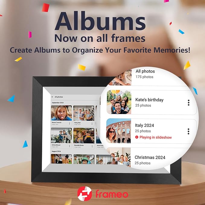 FRAMEO 10.1 Inch Smart WiFi Digital Photo Frame 1280x800 IPS LCD Touch Screen, Auto-Rotate Portrait and Landscape, Share Moments Instantly via Frameo App from Anywhere