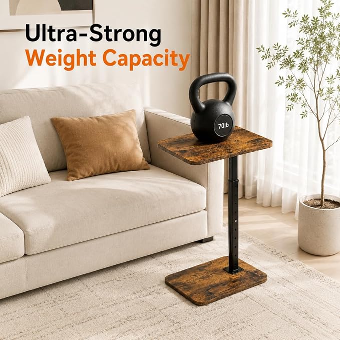 C-Shaped TV Tray Table, Height Adjustable Side Table, Couch Table End Table | for Living Room, Sofa, Bed, Bathroom, Space-saving, Snack Table for Eating, Dinner, Laptop, Small Spaces, 32-63 Inches