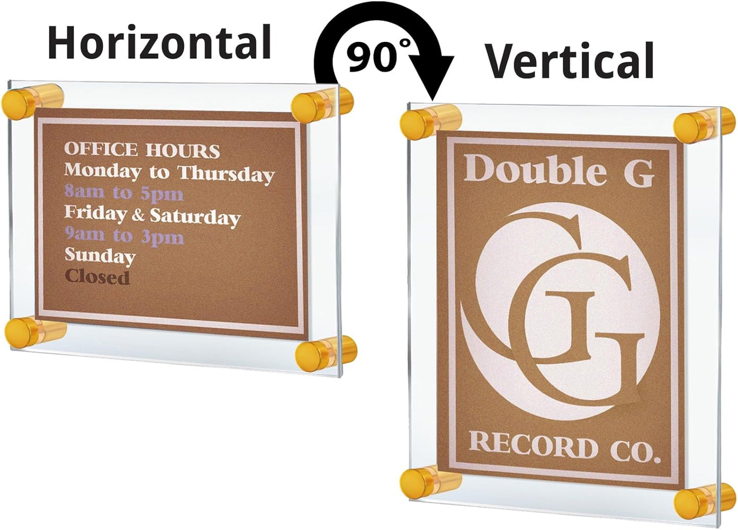 Azar Displays 105528-GLD Acrylic Floating Double Panel Wall Frame,17" x 22" Graphic Size, Overall Frame Size: 21" x 26", Gold
