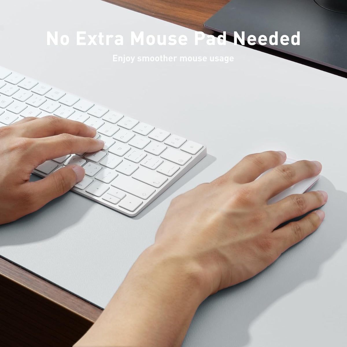 Aothia Leather Desk Pad Protector, Office Desk Mat, Large Mouse Pad, Non-Slip PU Leather Desk Blotter, Laptop Desk Pad, Waterproof Desk Writing Pad for Office and Home (48"x17", Barely Grey)