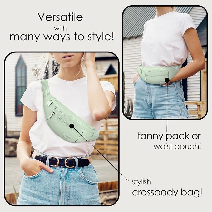 Fanny Pack for Women Shoulder Sling Bag with 4-Zipper Pockets Crossbody Bag | Key Chain,Fit All Phones,Adjustable Strap Passport Holder Bag for Shopping Traveling Running