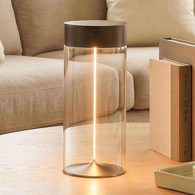 Minimalist Desk Lamp, Cordless Table Lamp, LED Nightstand Light, Gray-Plus