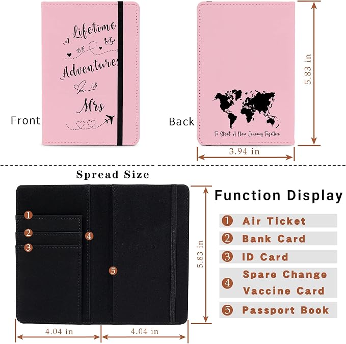 Passport Book Holder Passport Wallet for Mr and Mrs Passport Holder for Women Passport Cover Passport Case for Couples Traveling Passport Book Holder Passport Protector Bridal Shower Gifts 2PCS