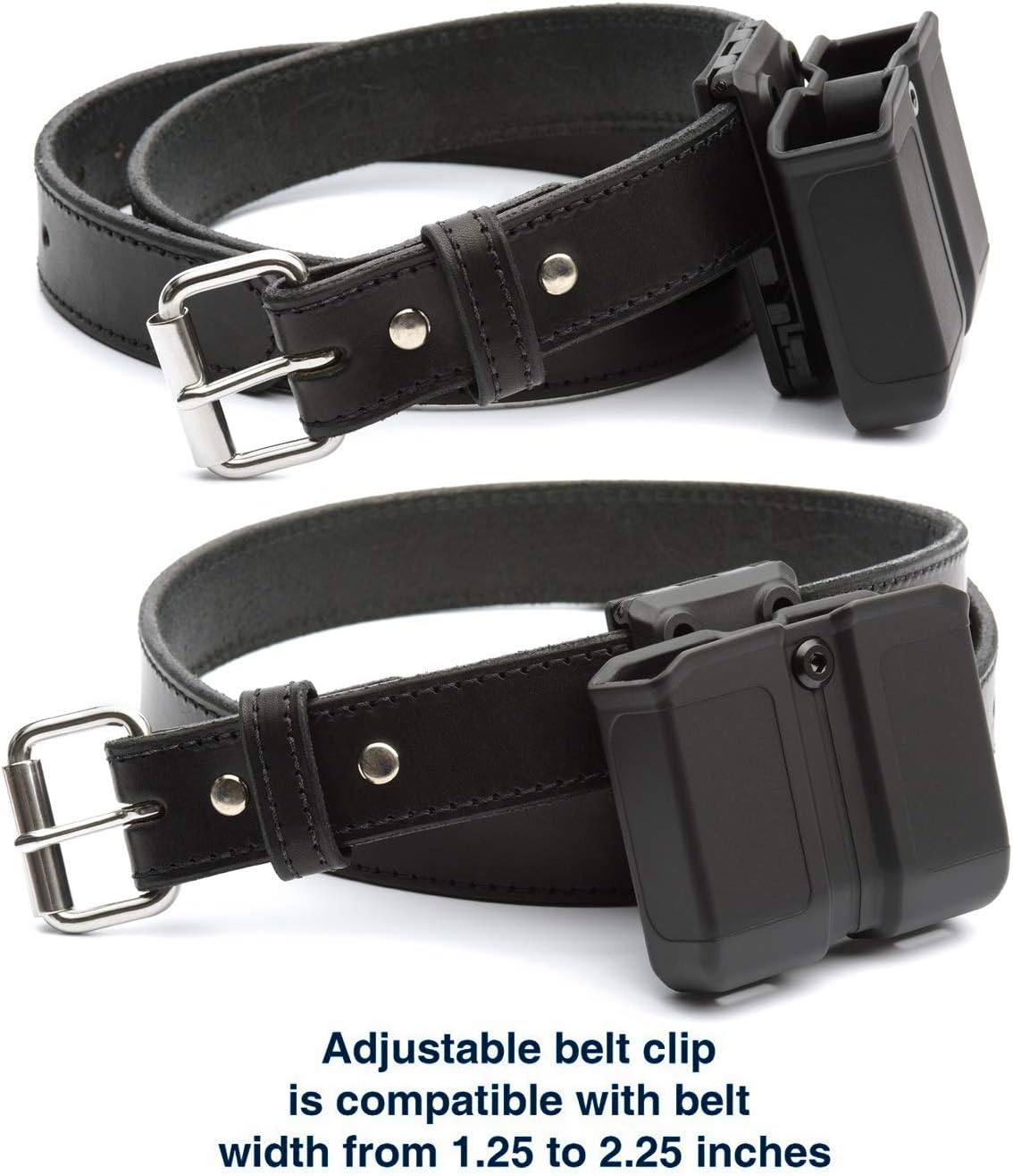 OWB Polymer Double Magazine Holster Ambidextrous Carrier, Fits 9mm/.40 Calibers Double Stack Magazines of Glock, S&W, Sig Sauer, Springfield, Taurus, Beretta, Ruger, Walther, Canik, Colt, CZ, H&K