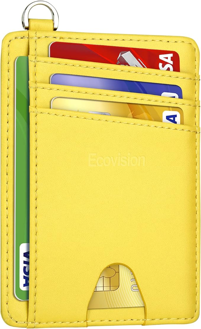 Slim Minimalist Front Pocket Wallet, RFID Blocking Credit Card Holder Wallet with Detachable D-Shackle for Men Women