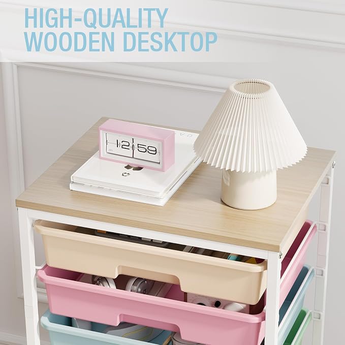 Rolling Storage Cart, Rainbow Cart with 8 Drawers and Wooden Tabletop, Teacher Organization for Classroom, Art Cart for Classroom,Office,Bedroom,Rainbow | Teacher Organization for Classroom, Art Cart for Office,Bedroom,Craft Room