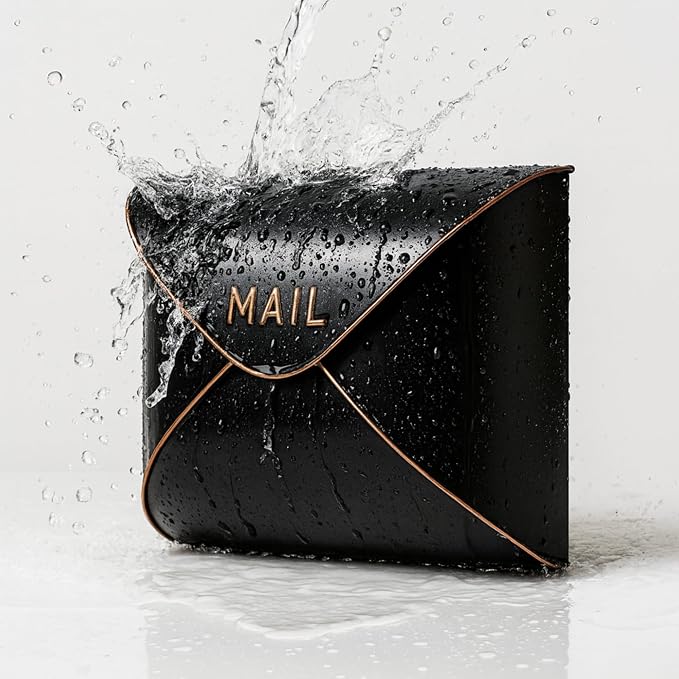 NACH Black Mailbox Wall Mount, 12.5 x 5 x 10 inch Wall Mount Mailboxes for Outside, Waterproof Mailboxes for Outside - Envelope Mailbox