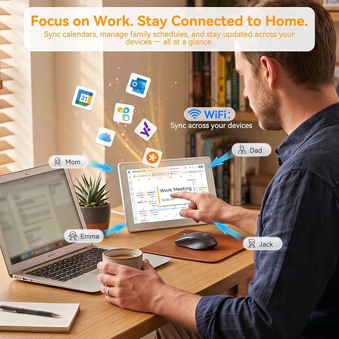 Digital Calendar 10.1-inch, 3-in-1 Electronic Smart Calendar, Photo Frame & Art Gallery WiFi Personal Planner No Subscription Meal Planner Lists & Tasks Ideal Gift for Mom Dad Family Friends