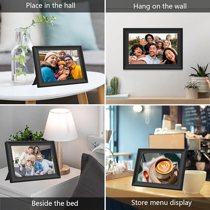 32GB 10.1 Inch WiFi Digital Picture Frame with 1280x800 HD IPS Touch Screen, Send Photo or Videos via App or Email,Support USB Drive/SD Card Extend Storage,Auto-Rotate,Wall Mountable