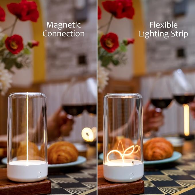 Mini Minimalist Cordless Table Lamp, Rechargeable Ambient Light, White