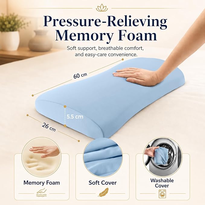 Lumbar Support Pillow for Bed Relief Back Pain: Lower Back Pillow for Sleeping - Memory Foam Waist Pillow - Back Wedge Bolster Pillow for Side, Back&Stomach Sleepers - Bed Rest Pillow for Car, Sofa