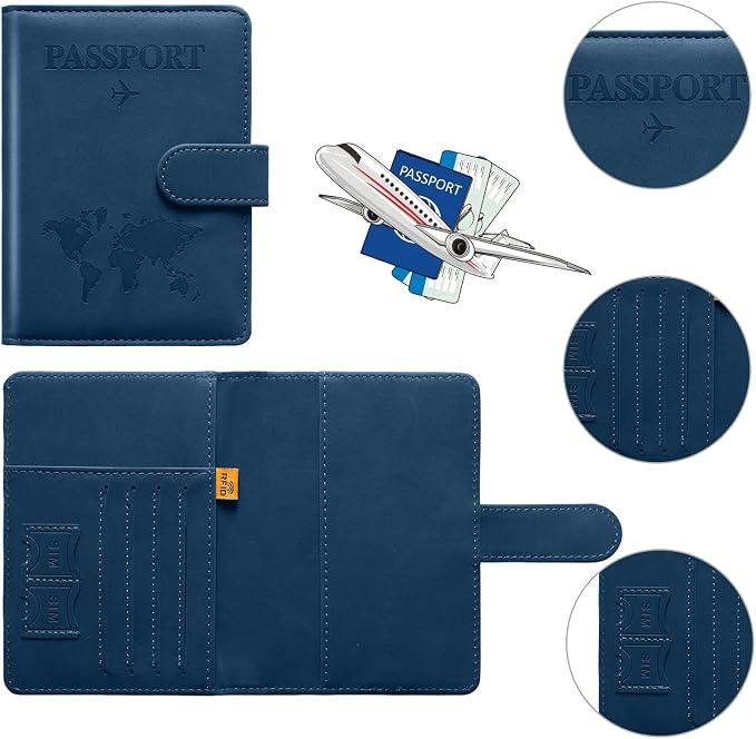 Passport Holder for Travel Women and Men RFID Passport Holder with Card Slots Holder Passport Case Passport cover Passport Wallet Travel Essentials and Accessories