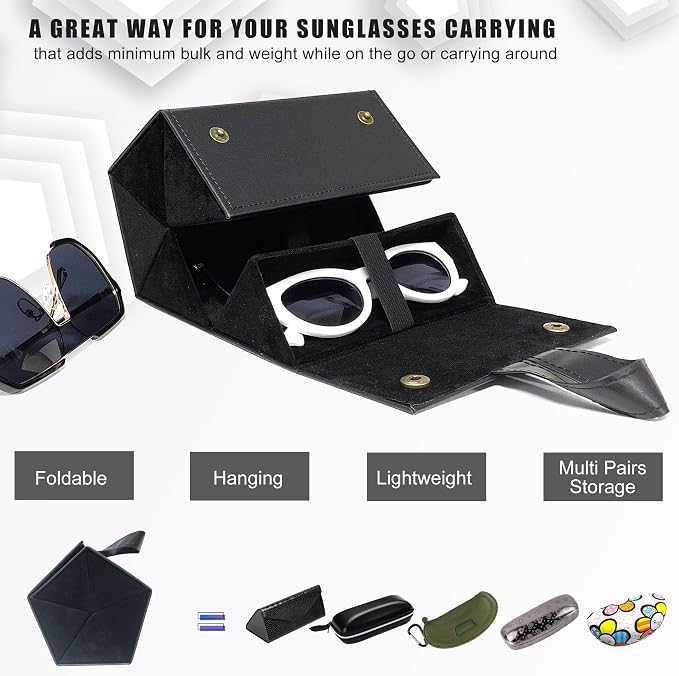 Longjet Sunglasses Organizer Travel Glasses Case 5 Slots Multiple Pairs Eyeglasses Storage Box Hanging Eyewear Holder