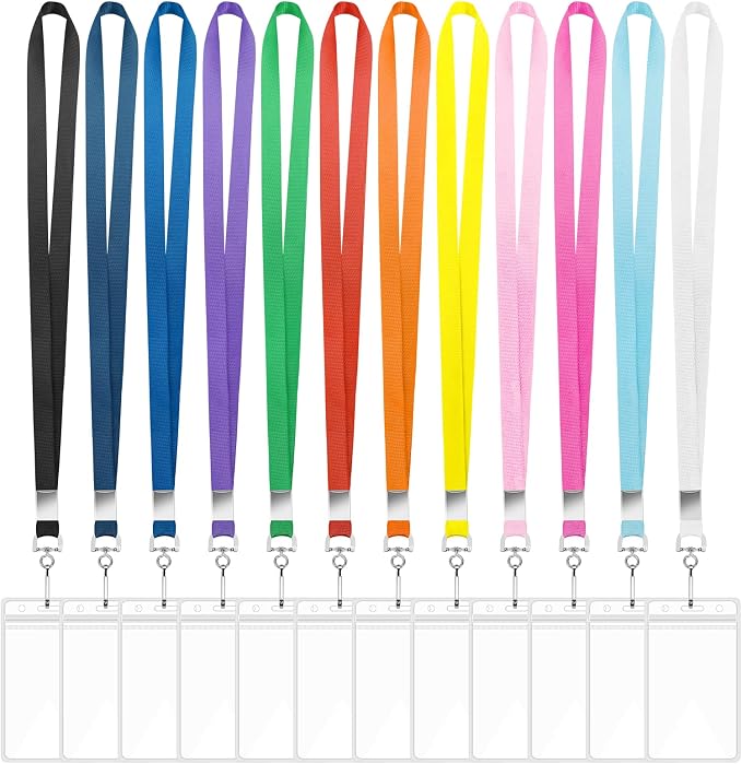 48 Pack Lanyards for ID Badges Cruise Lanyard for Ship Cards with Waterproof ID Badge Holder Cruise Essentials 2026 (12 Colors)