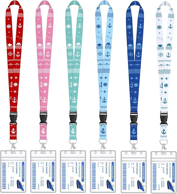 HONSIO 6 Pack Cruise Lanyard for Ship Cards, Cruise Essentials 2026 | Detachable Lanyards with Waterproof ID Badge Holders, Cruise Must Have for Carnival, Royal Caribbean, NCL