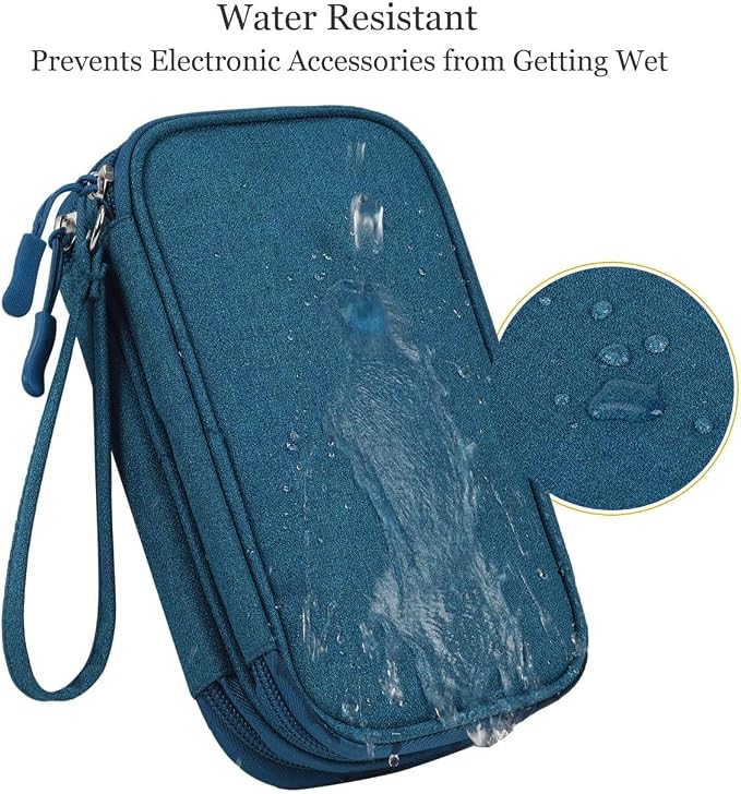 CAOODKDK Electronic Organizer Travel Cable Accessories Bag, Waterproof Electronic Organizer Case, Accessories Organizer Bag for Power Bank, Charging Cords, Chargers, USB Cable, Earphones (Dark Green)