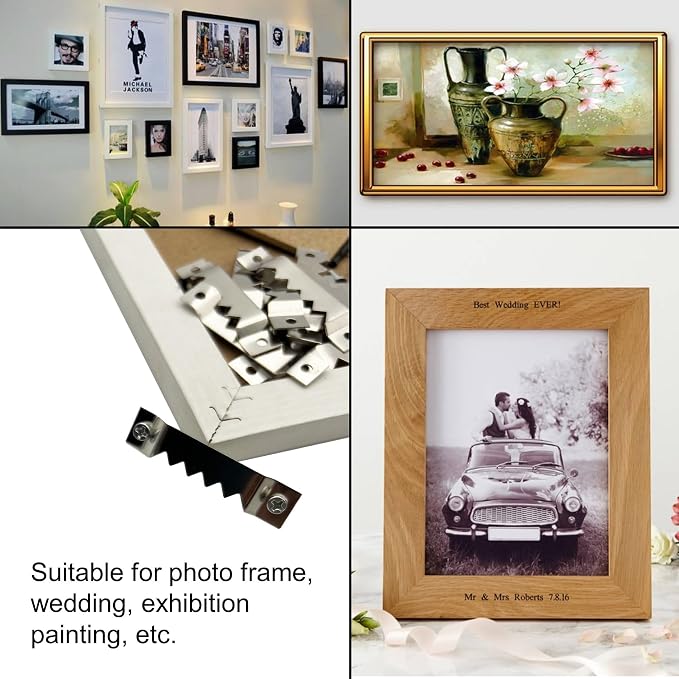30 Pack Large Sawtooth Picture Hangers Steel Picture Hanging Picture Frames Hangers with Screws Picture Hang Solutions, for Hanging Clock Paintings Artwork Picture Frame Hook Photos (Silver)