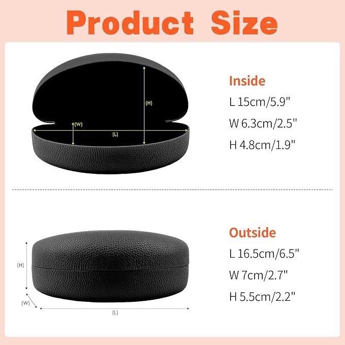 CHZZMS 2 PACK Large Hard Shell Sunglasses Case, Protective Case For Sunglasses and Eyeglasses