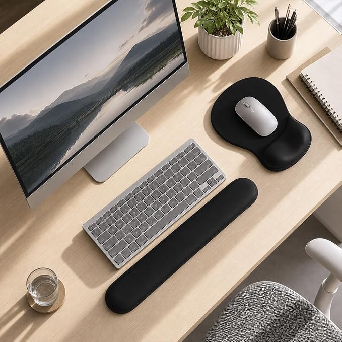 ErgoComfort Gel Wrist Rest Mouse Pad-Ergonomic Office Mousepad with Wrist Support-Non-Slip, Design Desk Accessories Mat for Home&Game Decor (01Black)