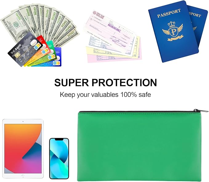 2 Pieces Money Bags with Zipper, 11x6.1 inch Money Pouch, Bank Bag, Cash Bag, Check Wallet, Cosmetics(Green)