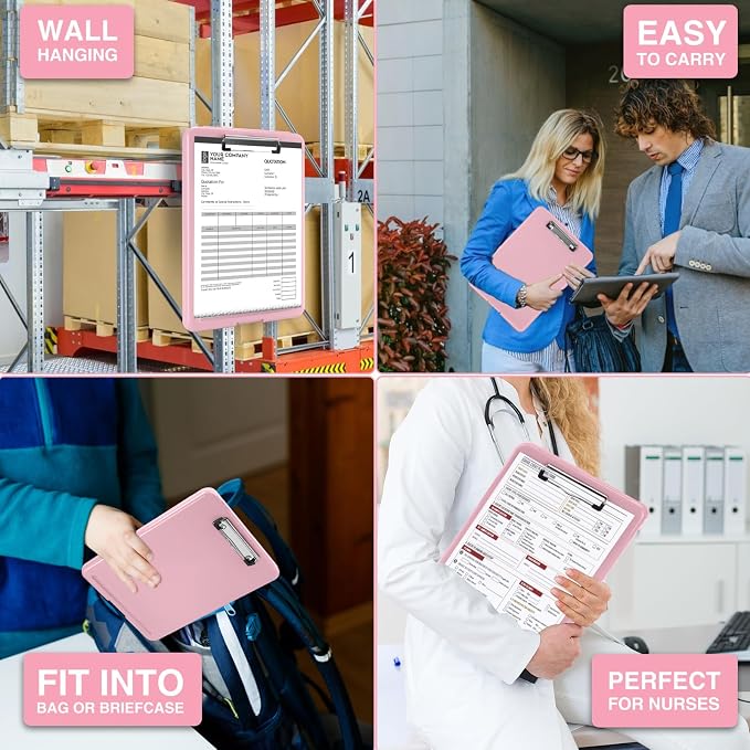 Sooez Clipboard with Storage, Plastic Nursing Clip Board, 8.5" x 11", Work | Sturdy Clipboards Foldable, Cute Hanging Clip Board Case, Teacher, Classroom Must Haves, Office School Supplies, Women & Men
