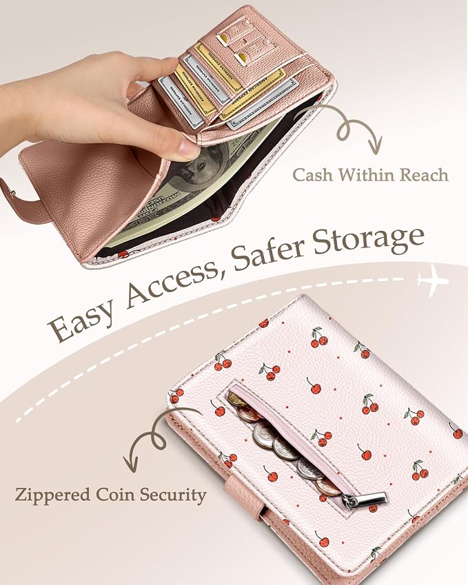 Slohif Airtag Passport Holder Cover Wallet Case for Travel Women - Leather RFID Blocking Passport Book Multiple Personalized Organizer Slim Portable Carrier Card Slots Protector Sleeve Stamp
