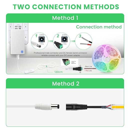 2 Pack 12V 2A Power Supply, 24W 12 Volt DC Power Adapter with On/Off Switch, 110V AC to 12V Wall Plug Transformer for LED Strip Lights with 5.5/2.1mm DC Female Connector
