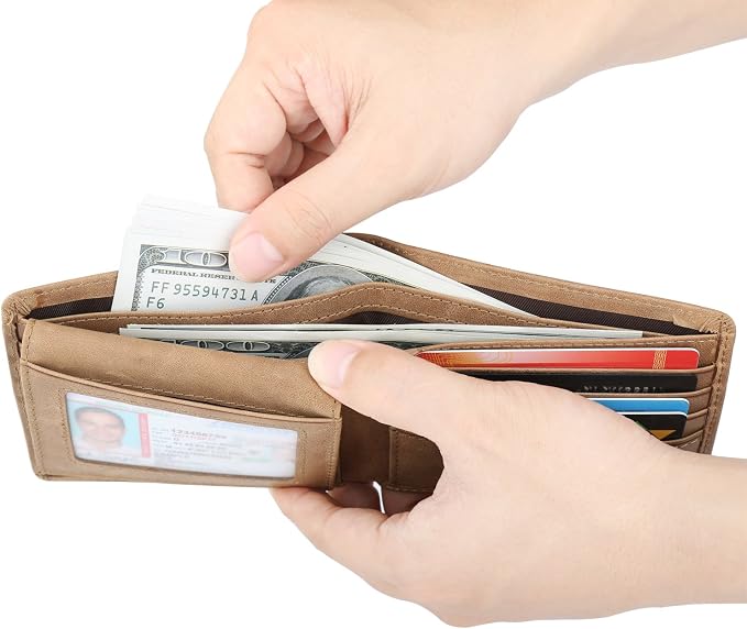 HIMI Wallet for Men-Genuine Leather RFID Blocking Bifold Stylish Wallet With 2 ID Window