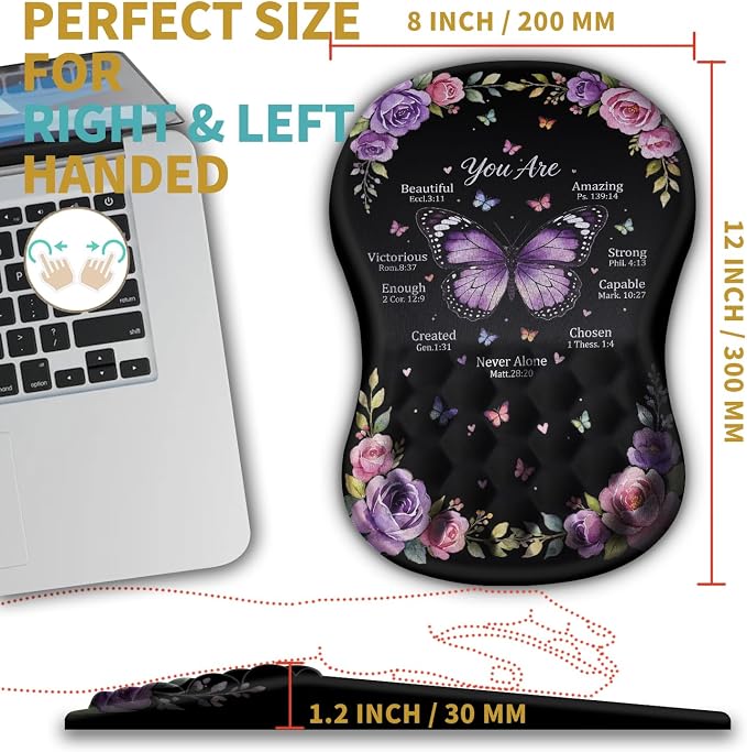 Hokafenle Ergonomic Mouse Pad Wrist Support with Massage Design, Wrist Rest Pain Relief Mousepad with Memory Foam&Non-Slip PU Base, Mouse Pads for Wireless Mouse & Desk (12x8 inch,You are)