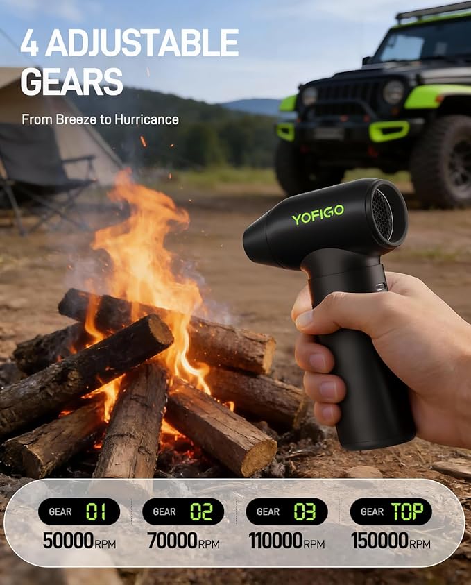 150,000 RPM Electric Air Duster [Aluminum Alloy], 180W Powerful Compressed Air Blower for PC Cleaning, 4400mAh 3-in-1 Vacuum & Air Pump for Inflatables, Portable Mini Leaf Blower for Car Home